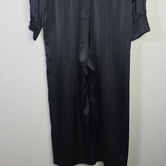 Disturbia Pintuck Rufflw Black Long Sleeve Ruffle- Jumpsuit Size 12 Belt Missing - Picture 11 of 13